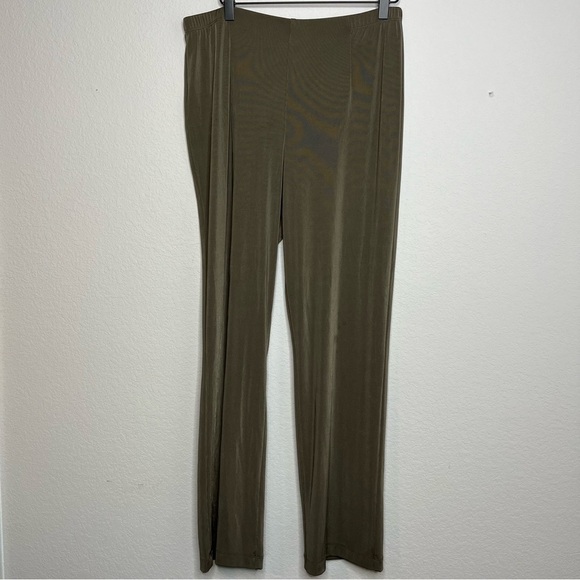 Chico's Women‎ Pants Large Easywear Brown Tan Silky Pull On Elastic Waist - Picture 1 of 8